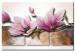 Cadre mural Nature rose (1 pièce) - Fleurs de magnolia sur fond géométrique 48476