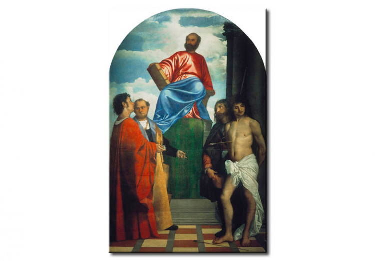 Reproduction sur toile Saint Marc sur le trône avec des saints Côme, Damien, Roche et Sébastien 51176