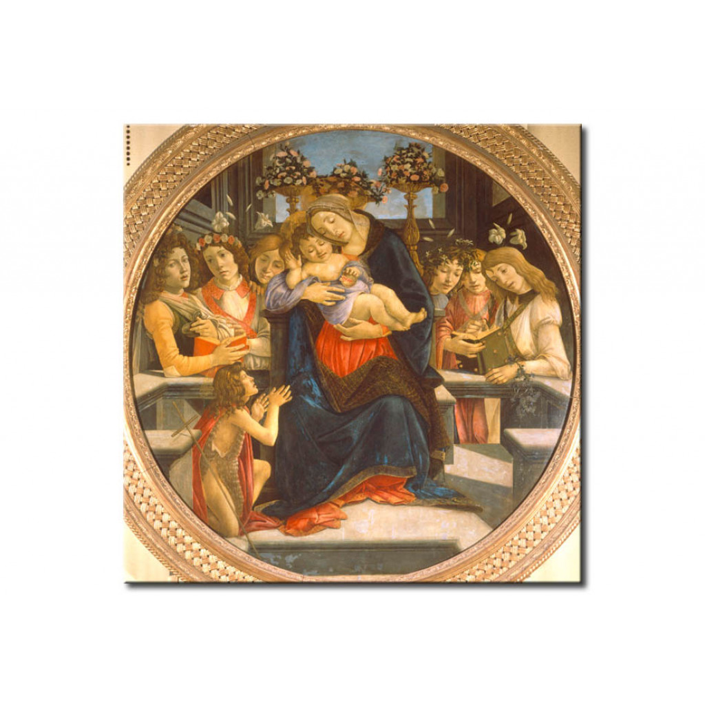 Canvastavla Madonna And Child, The Infant St.John And Six Angels