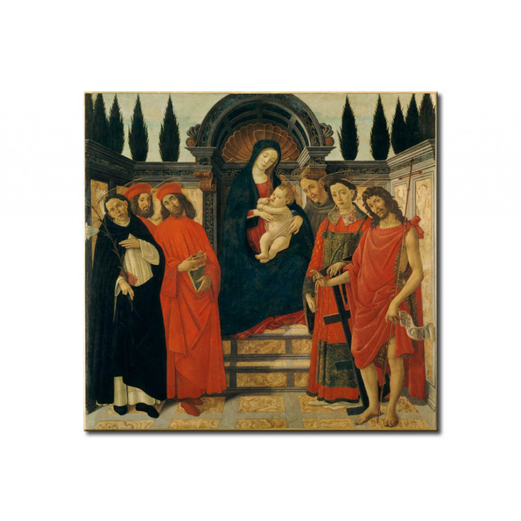 Schilderij  Sandro Botticelli: Mary With The Child & Saints