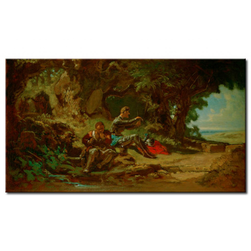 Schilderij  Carl Spitzweg: Don Quijote Und Sancho Pansa, Rastend