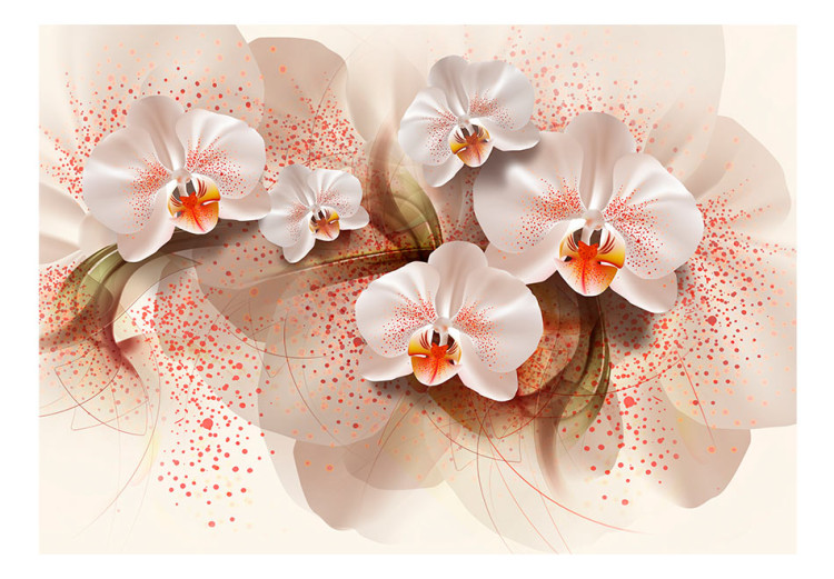 Mural de parede Beleza das Plantas - lindas orquídeas brancas com folhas pontilhadas 60176 additionalImage 1