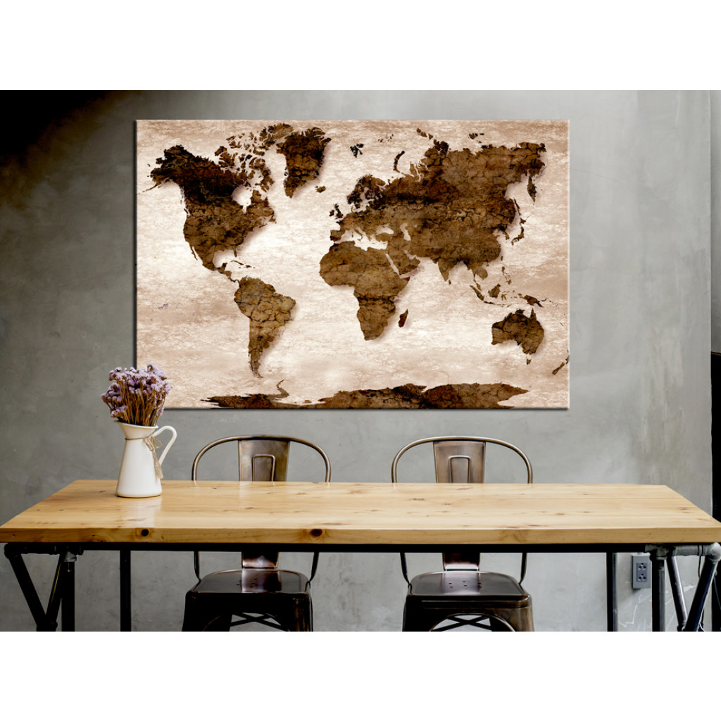 Schilderij  Kaarten Van De Wereld: World Map: The Brown Earth