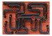 Fototapeta Industrialna kompozycja - geometryczne rury na tle z czerwonej cegły 91976 additionalThumb 1