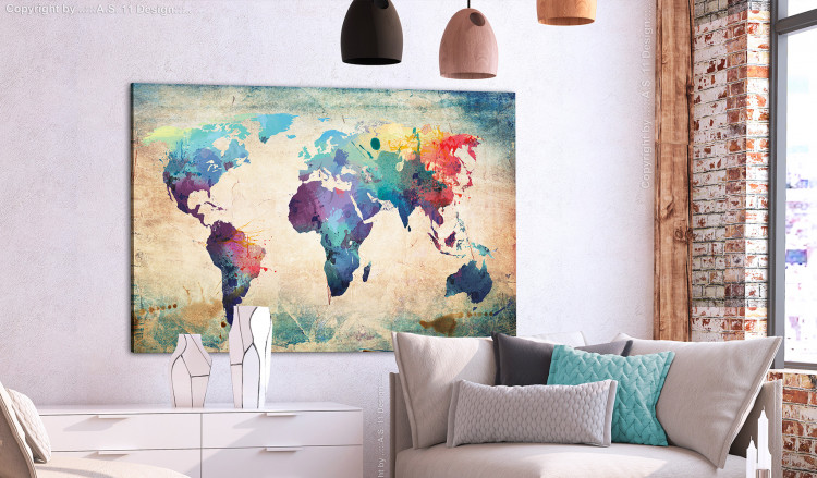 Tablero decorativo en corcho Colorful World Map [Cork Map] 107186 additionalImage 3