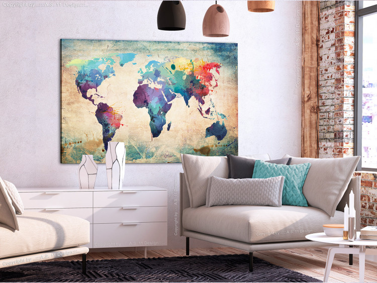 Tablero decorativo en corcho Colorful World Map [Cork Map] 107186 additionalImage 4