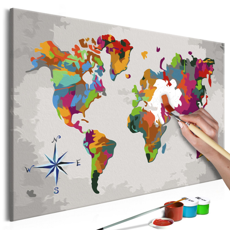 Kit de peinture par numéros Carte du monde (avec rose des vents) 107486 additionalImage 3