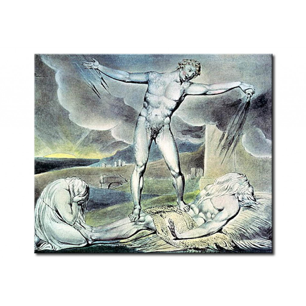Målning Illustrations Of The Book Of Job; Satan Smiting Job With Sore Boils