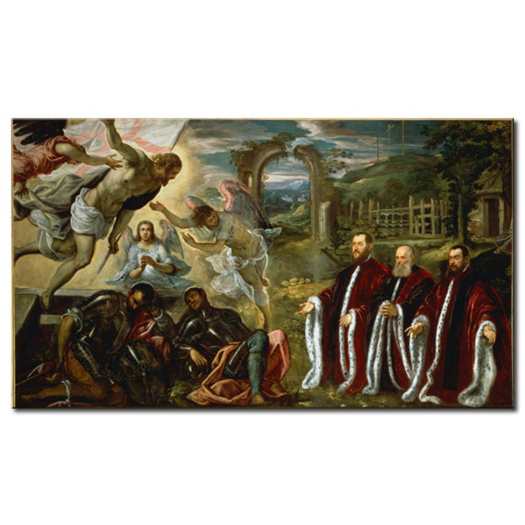 Schilderij  Tintoretto: Resurrection Of Christ And The Three Avogadori