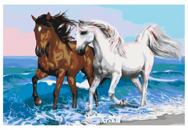 Cuadro numerado para pintar Horses at the Seaside 134886 additionalImage 4