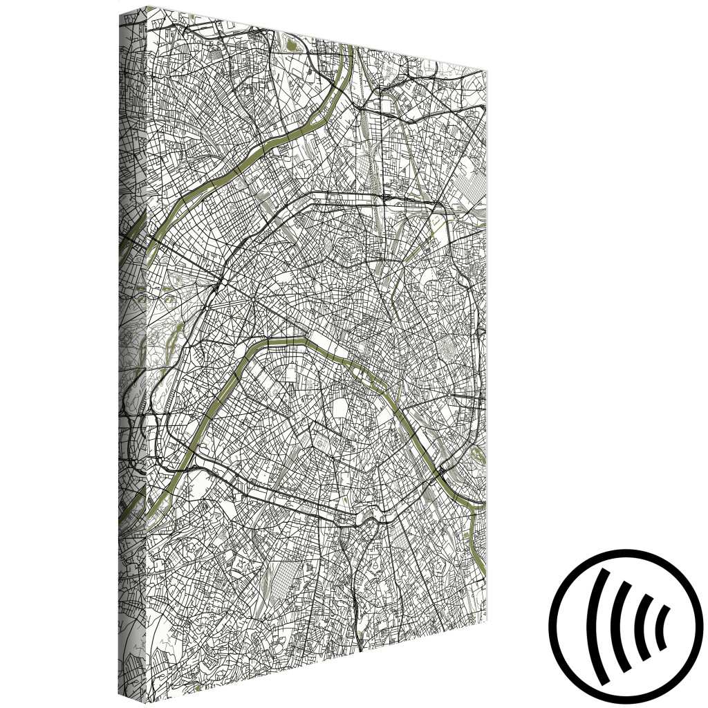 Canvastavla Paris Artärer - Plan över Den Franska Huvudstadens Centrum Med Seine