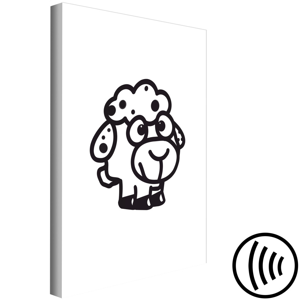 Obraz Owieczka - Rysunkowy Wizerunek Uśmiechniętego Zwierzątka Na Białym Tle