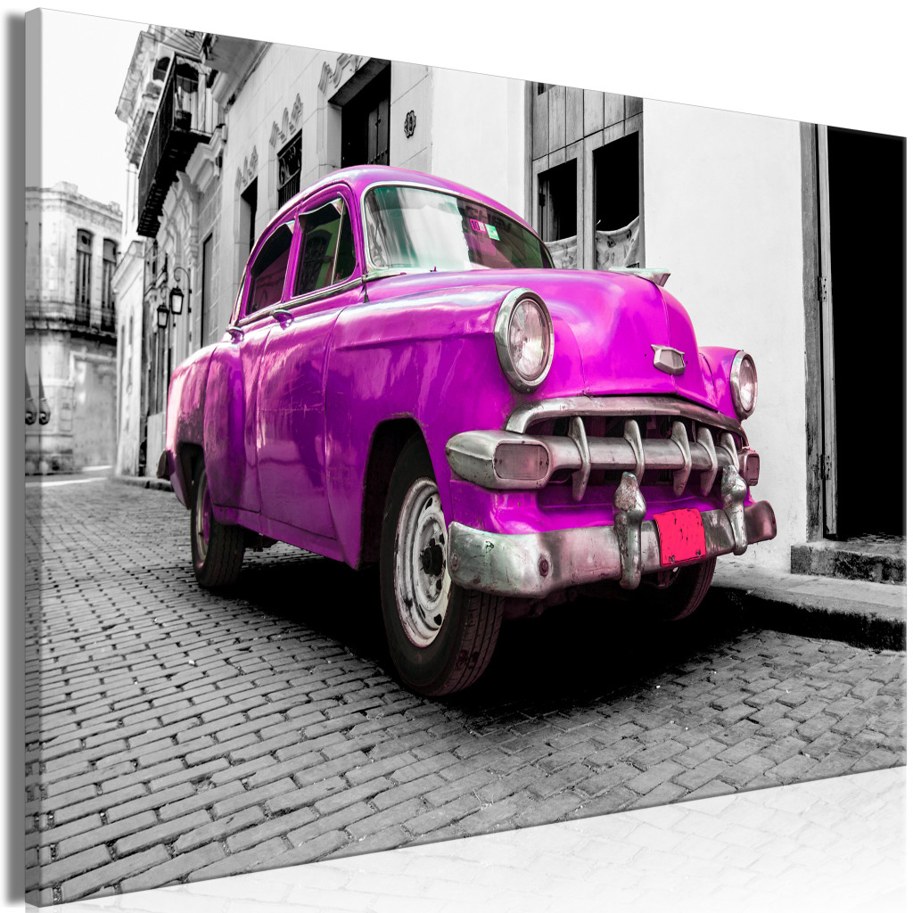 Duży Obraz XXL Klasyczne Kubańskie Auto (Różowy) [Large Format]