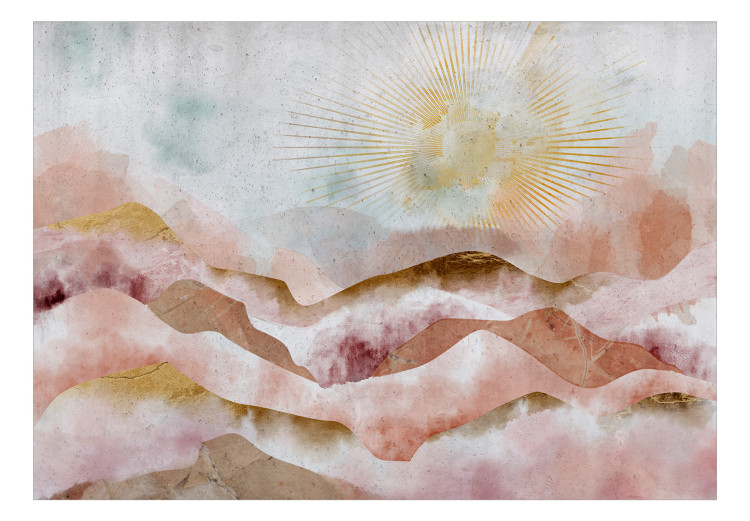 Carta da parati moderna Picchi magici - astazione ad acquerello con il tramonto in montagna 138186 additionalImage 1