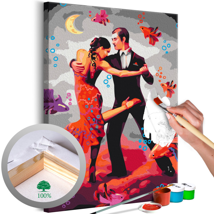 Malen nach Zahlen-Bild für Erwachsene Surreal Tango - Dancing Couple on a Fancy Background 144086