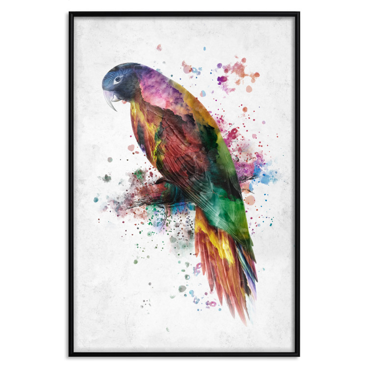 Wall Poster Rainbow Parrot - Colorful Bird on a Branch Painted With Watercolors 145186 additionalImage 16