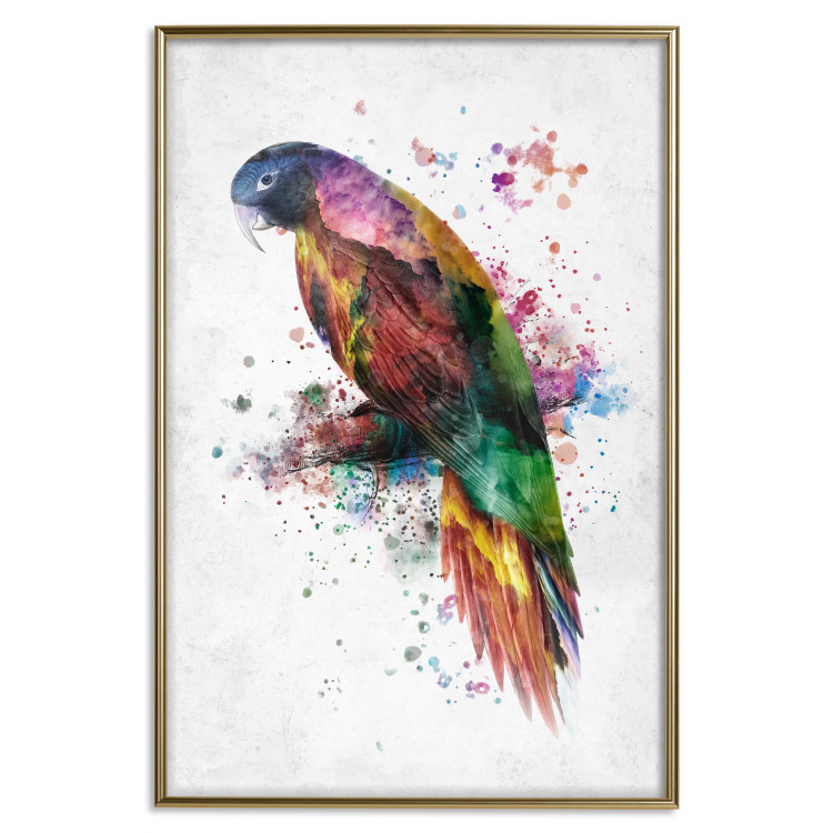 Wall Poster Rainbow Parrot - Colorful Bird on a Branch Painted With Watercolors 145186 additionalImage 18