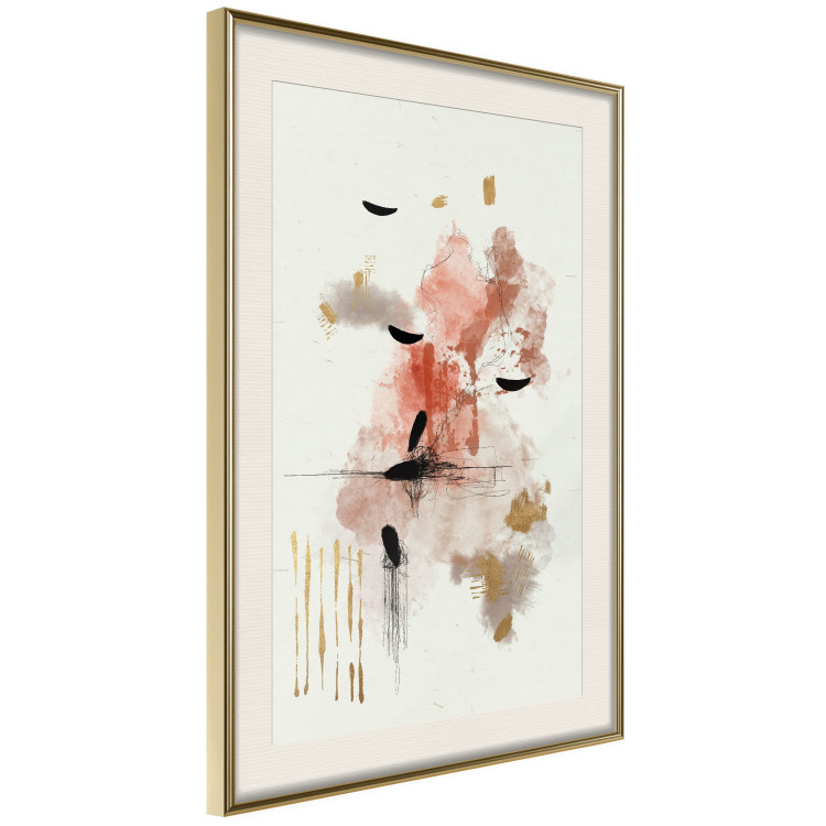 Plakat Abstrakcja w ciepłej tonacji - akwarelowa ślady barwne i ślady złota 146186 additionalImage 11