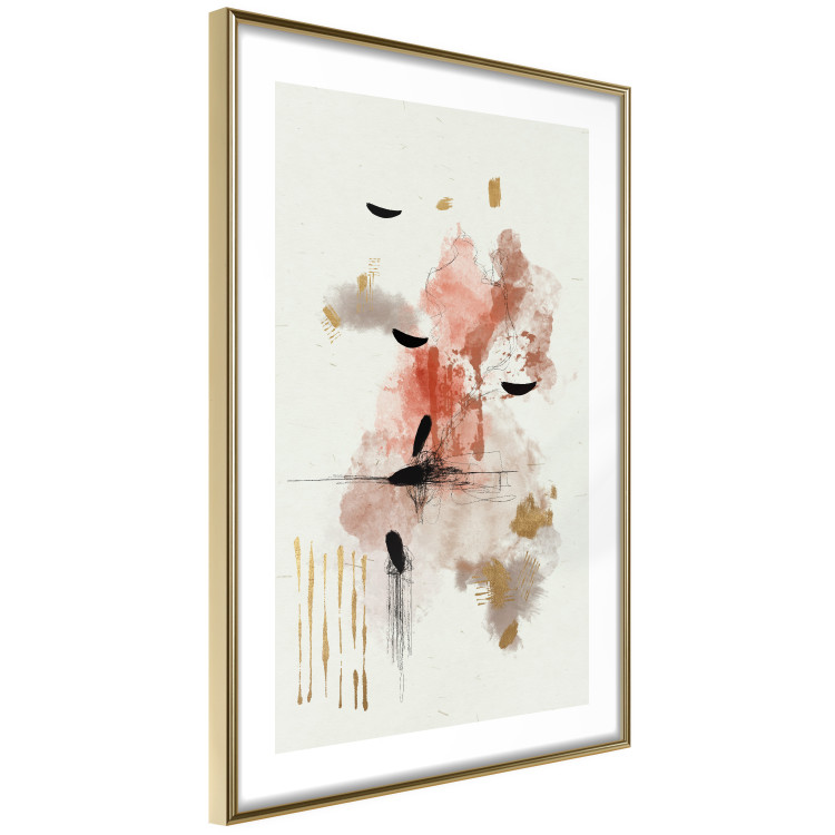 Plakat Abstrakcja w ciepłej tonacji - akwarelowa ślady barwne i ślady złota 146186 additionalImage 12