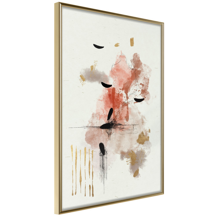 Plakat Abstrakcja w ciepłej tonacji - akwarelowa ślady barwne i ślady złota 146186 additionalImage 6