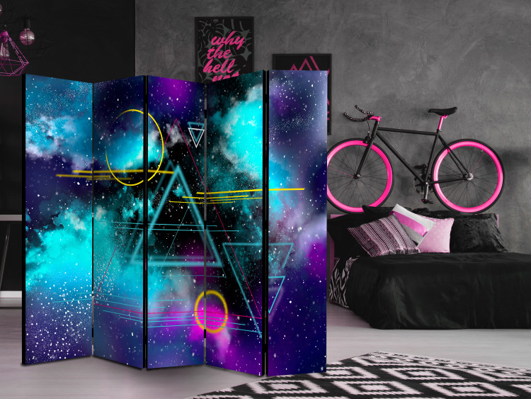 Room Divider Cosmonaut’s Desktop - Graphics Depicting the Galaxy and Geometric Shapes 146286 additionalImage 2