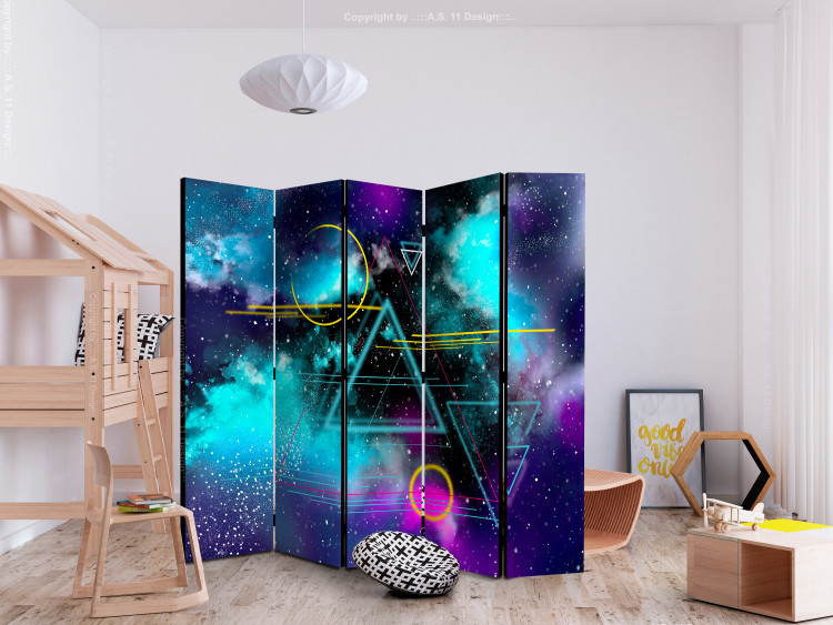 Room Divider Cosmonaut’s Desktop - Graphics Depicting the Galaxy and Geometric Shapes 146286 additionalImage 4