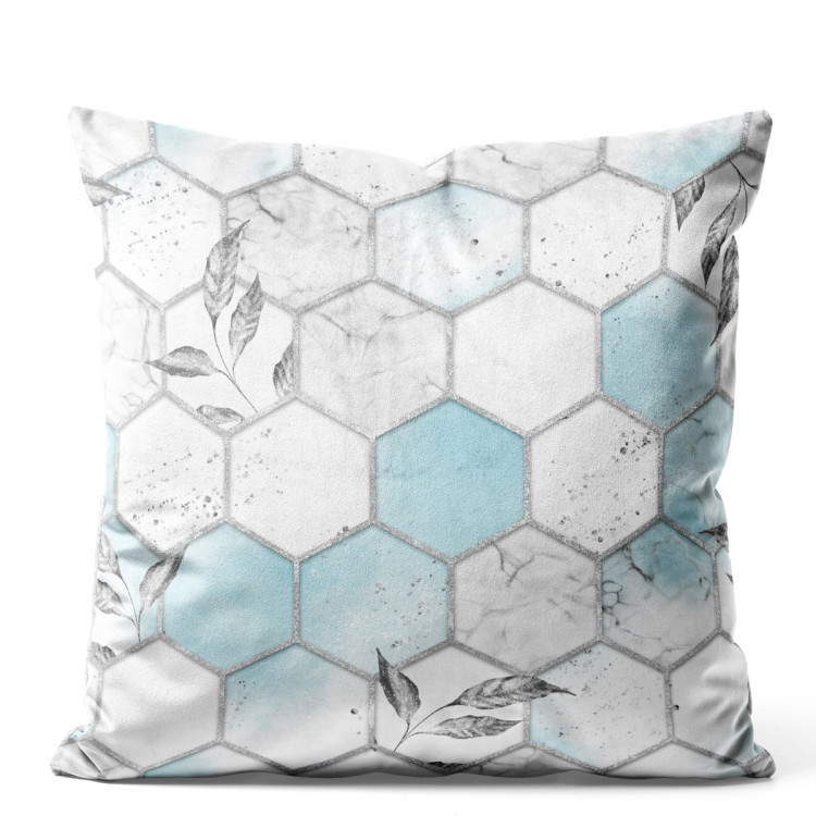 Sammets kudda Subtle hexagons - composition in shades of white and blue 147286