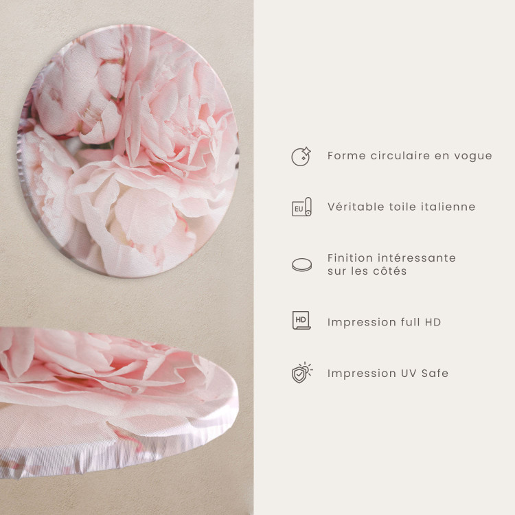 Tableau rond Pastel - Delicate Pink Roses and Penetrating Green Leaves 148686 additionalImage 5