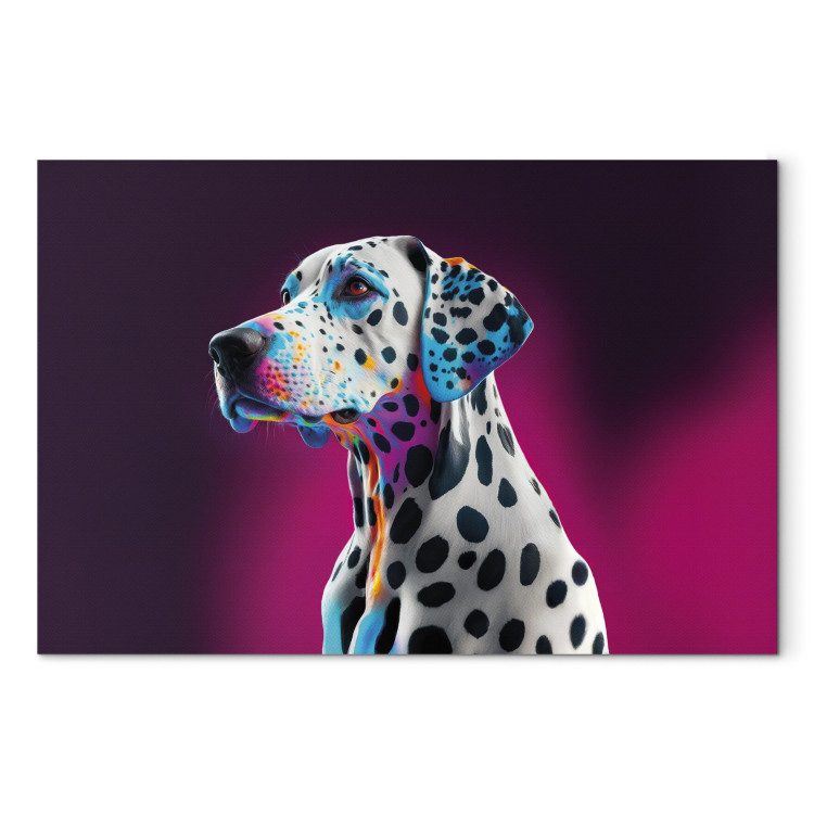 Wandbild AI Dalmatian Dog - Spotted Animal in a Pink Room - Horizontal -  Hunde - Tiere - Wandbilder