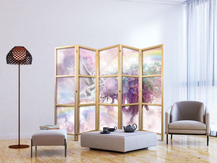 Biombo original Unicorn and Magic Tree - Pink and Rainbow Land in the Clouds II [Room Dividers] 150986 additionalImage 6