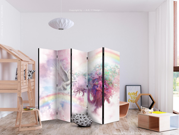 Biombo original Unicorn and Magic Tree - Pink and Rainbow Land in the Clouds II [Room Dividers] 150986 additionalImage 4