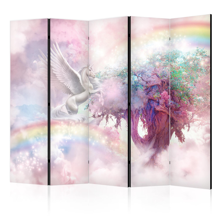 Biombo original Unicorn and Magic Tree - Pink and Rainbow Land in the Clouds II [Room Dividers] 150986
