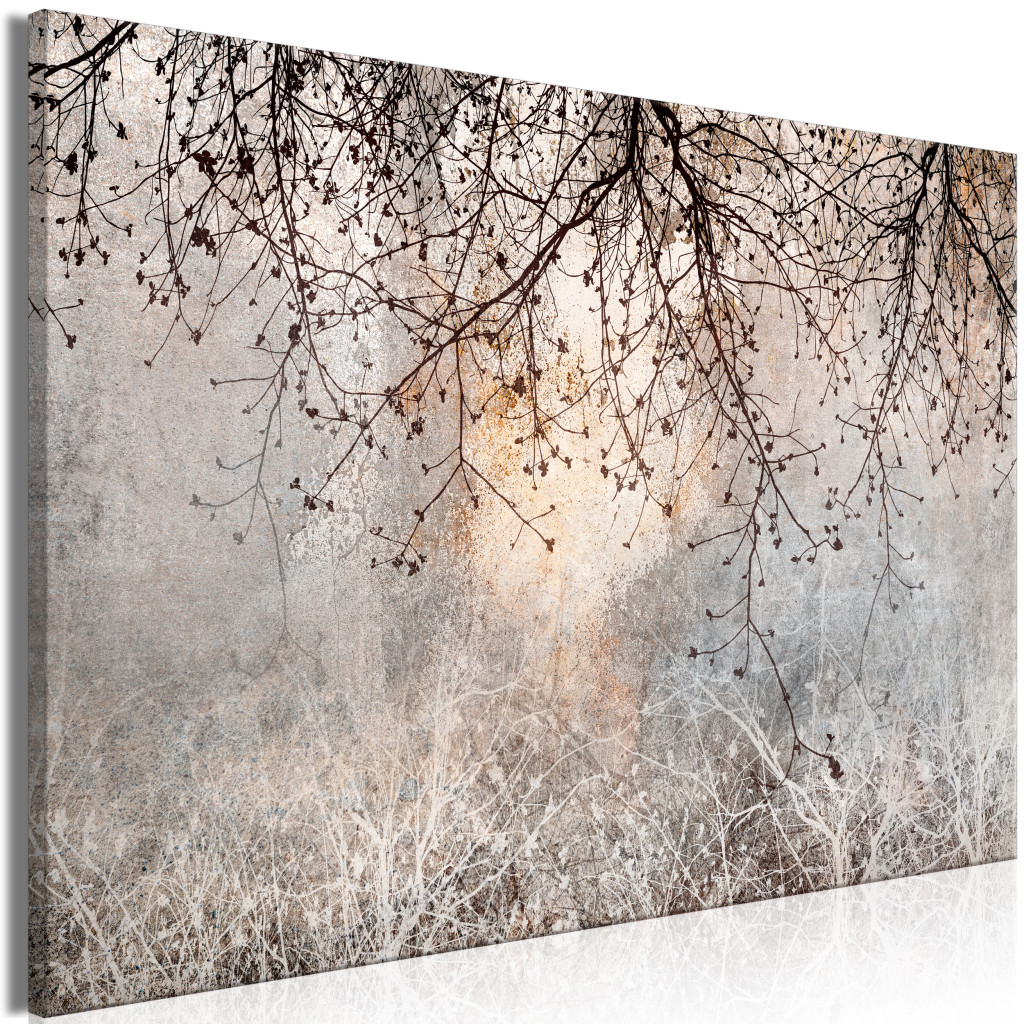 Schilderij Decorative Tree - Delicate Branches With Flowers In Brown Colors [Large Format]