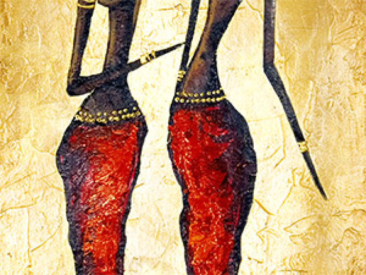Tableau décoratif Femmes africaines (4 pièces) - Silhouettes avec motifs dorés 47186 additionalImage 2