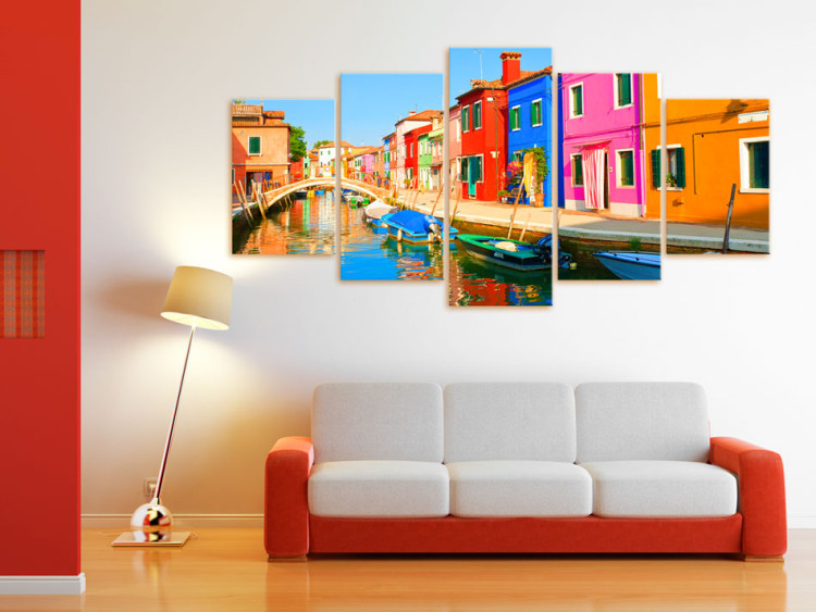 Pintura em tela Waterfront in rainbow colors 50586 additionalImage 3