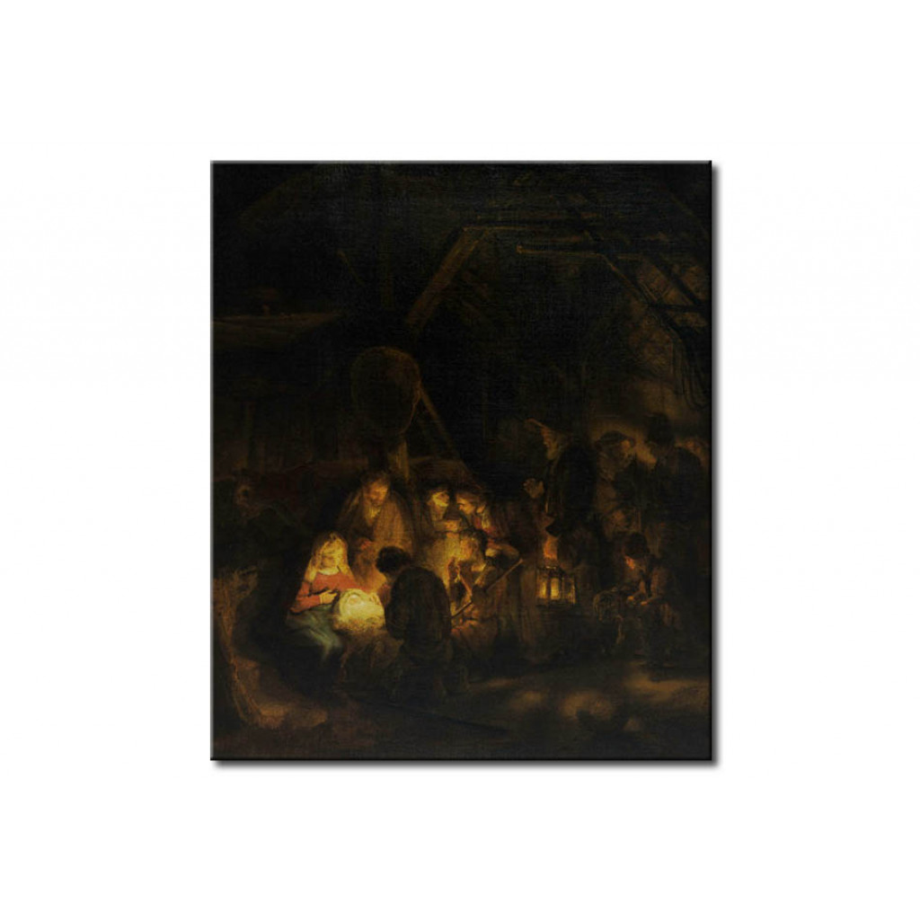 Schilderij  Rembrandt: The Adoration Of The Shepherds