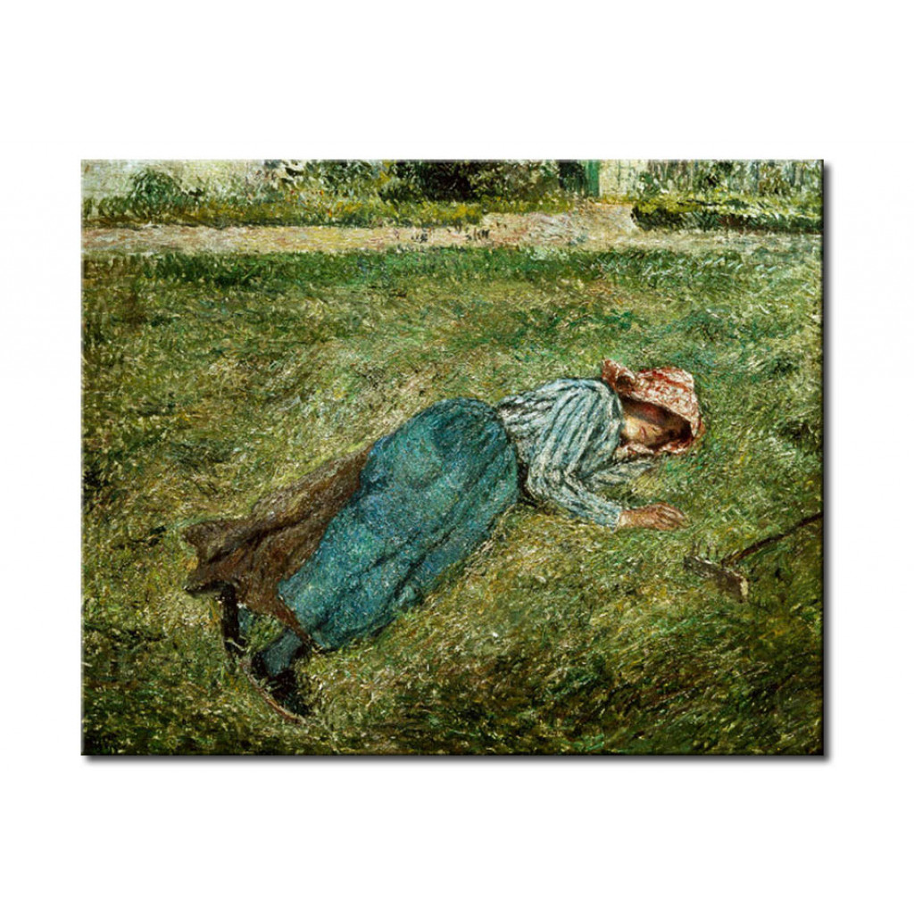 Schilderij  Camille Pissarro: Die Rast, Liegendes Mädchen Am Rasenhang, Pontoise