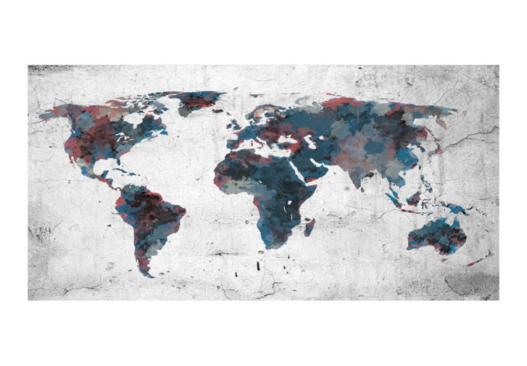 Wall Mural Continents - World Map in Dim Colours on a Gray Background 59986 additionalImage 1