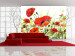 Wall Mural Space - Spring Landscape with Poppies and a Blue Butterfly in the Center 60386