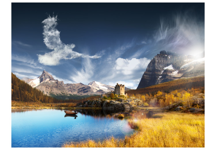 Mural de parede Nuvens - paisagem de montanhas altas sobre um lago sob o céu azul 60586 additionalImage 1