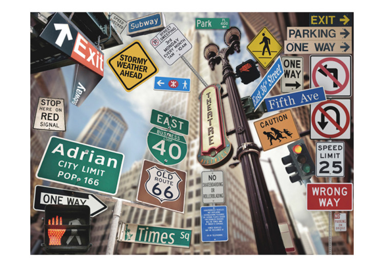Wall Mural New York Signs - Street Art with Road Signs from New York 60686 additionalImage 1