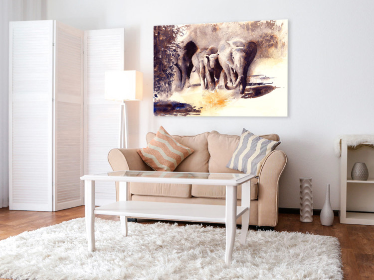 Canvas Art Print Watercolour Elephants 97986 additionalImage 3