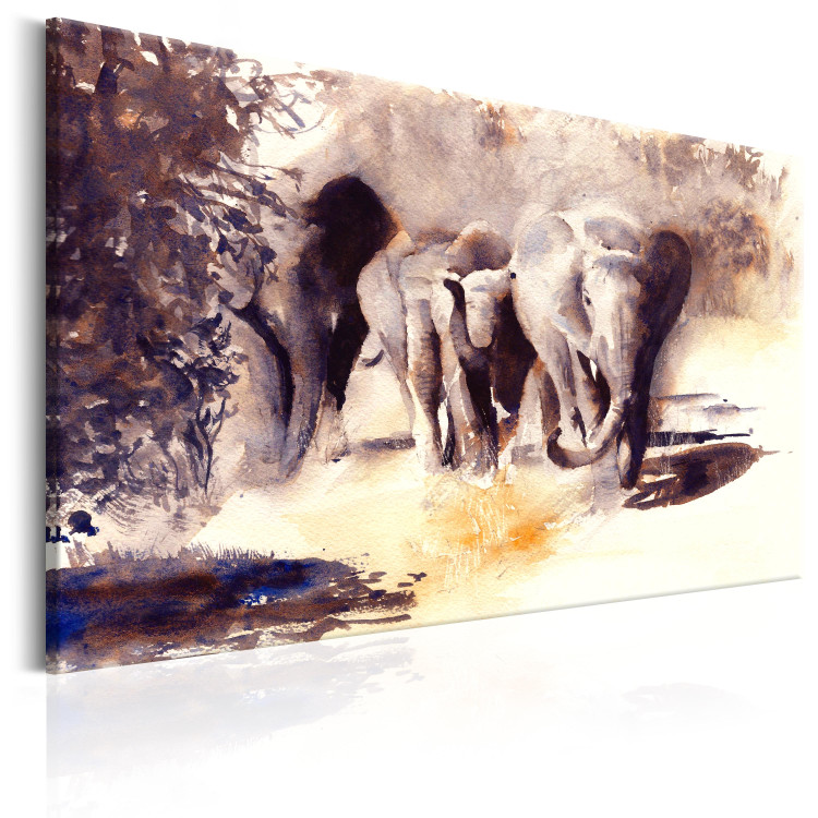 Canvas Art Print Watercolour Elephants 97986 additionalImage 2