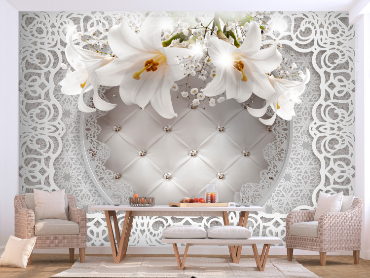 Fotomural Lilies and Quilted Background 108096