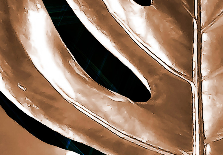 Quadro moderno Foglia di monstera oro - motivo botanico astratto su uno sfondo scuro 135696 additionalImage 5