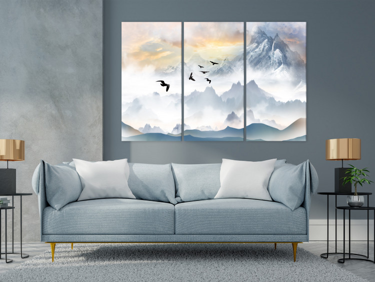 Quadro contemporaneo Mountains in the Fog - Birds Flying Over the Peaks in the Clouds 145496 additionalImage 3