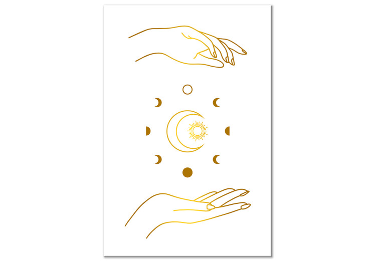 Schilderij Magic Symbols - Golden Hands and All Phases of the Moon