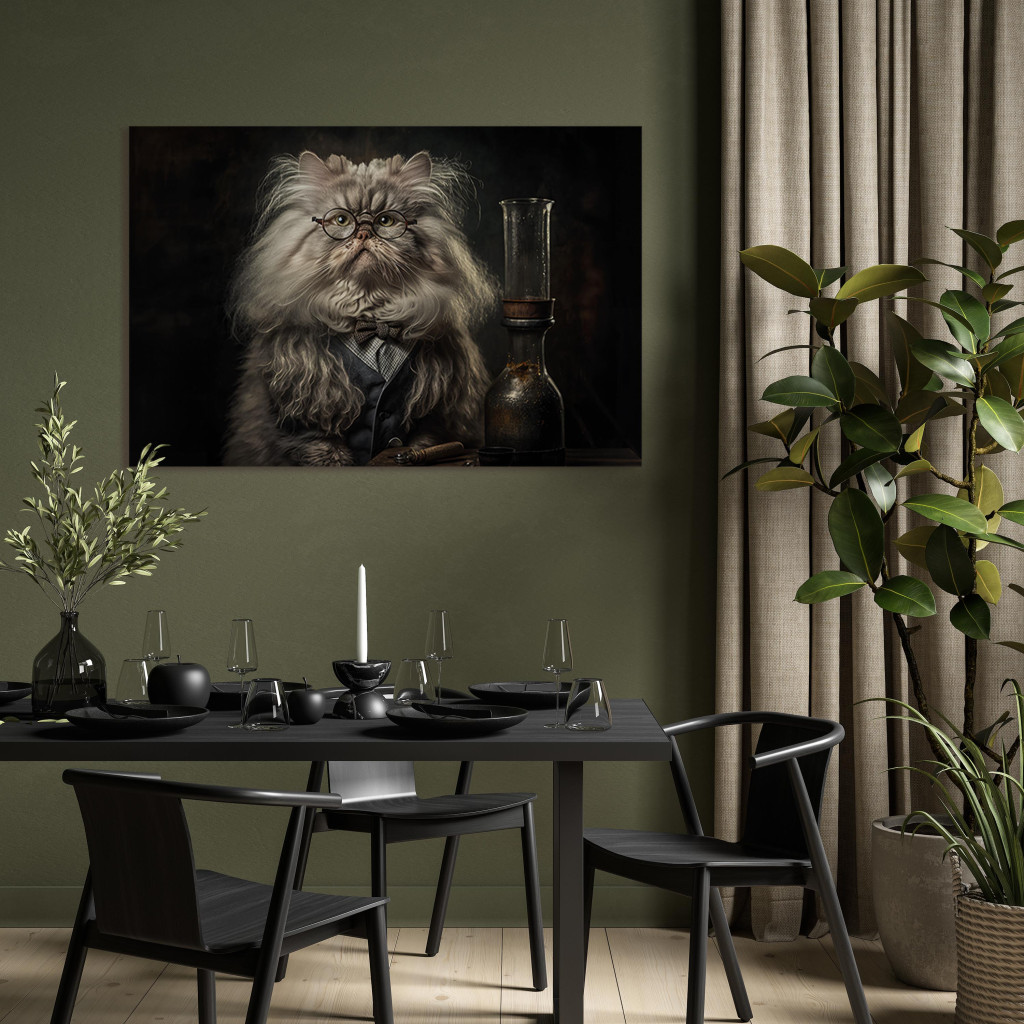 Obraz AI Kot Perski - Portret Fantasy Zwierzaka W Przebraniu Profesora - Poziomy