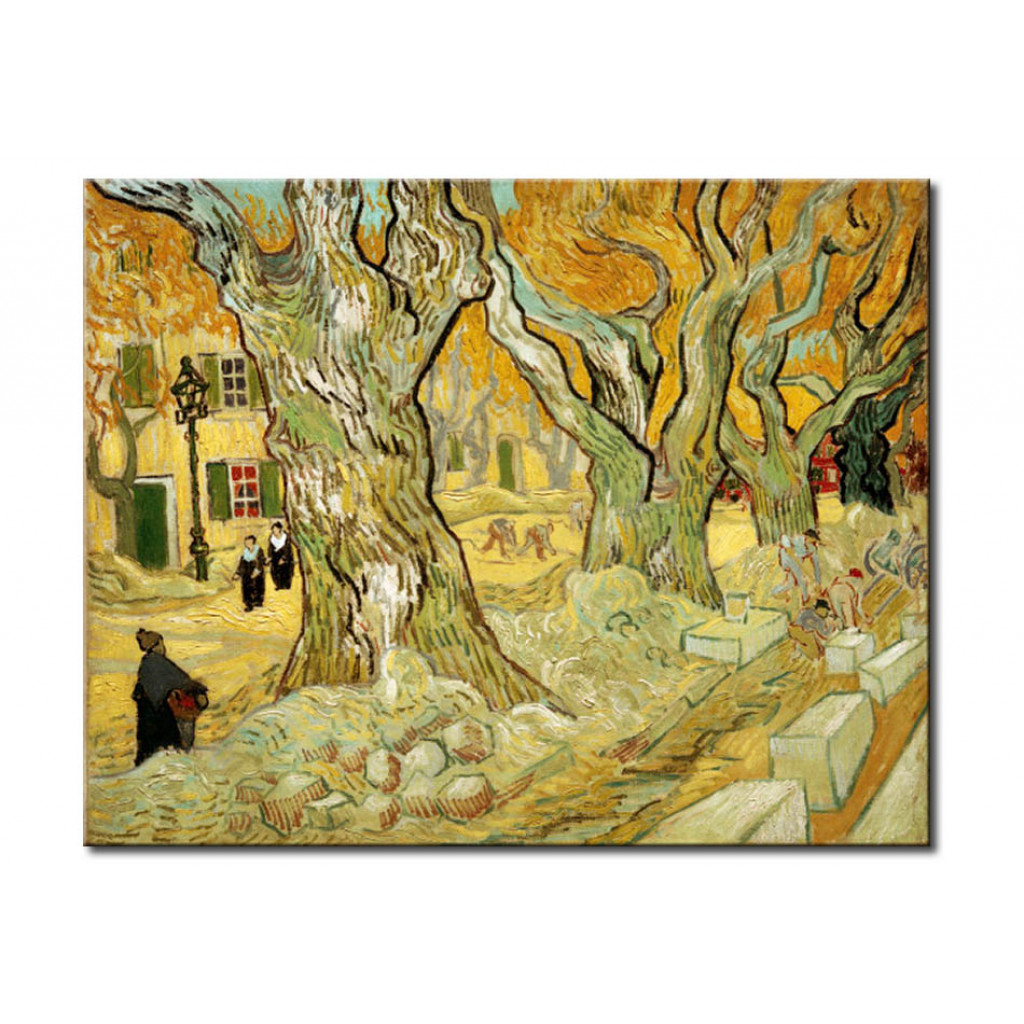 Schilderij  Vincent Van Gogh: Roadworks At Saint-Remy