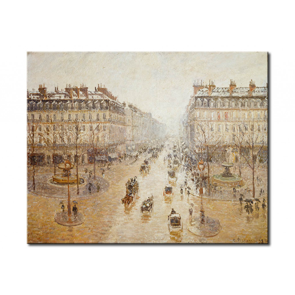 Schilderij  Camille Pissarro: Avenue De L'Opéra. Effet De Neige. Matin